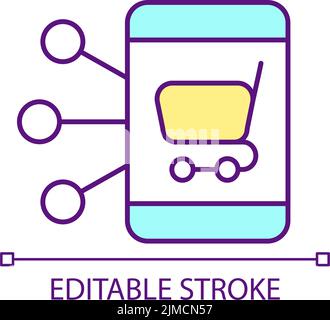 Multifunctional shopping app RGB color icon Stock Vector