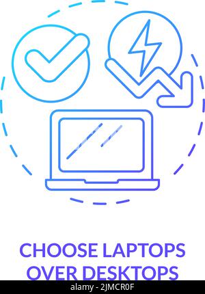 Choose laptops over desktops blue gradient concept icon Stock Vector