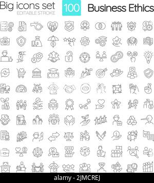 Organizational ethics linear icons set Stock Vector