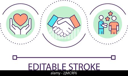 Showing empathy and respect loop concept icon Stock Vector