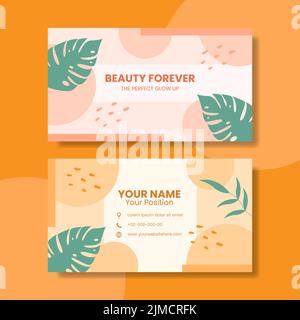 Beauty Salon Card Horizontal Template Flat Cartoon Background Vector Illustration Stock Vector