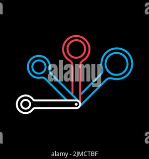 Measuring spoons vector isolated on the black icon. Kitchen appliance. Graph symbol for cooking web site design, logo, app, UI Stock Vector