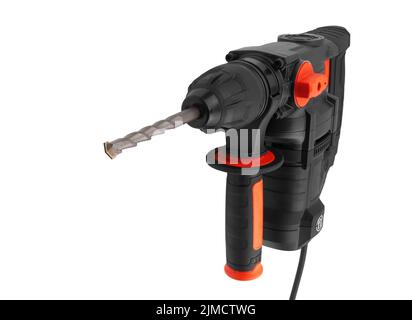 Rotary hammer with a drill isolated on white background Stock Photo