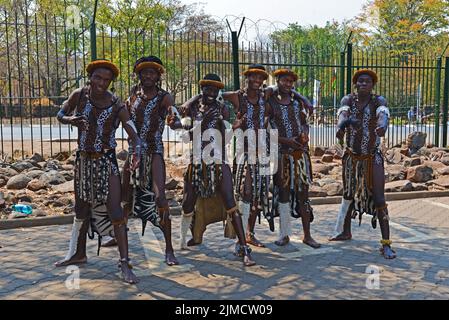 Traditional african dance group, zambia Stock Photo