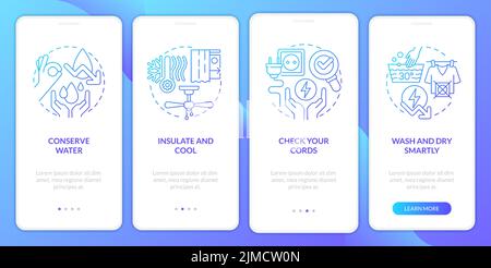 Energy efficiency at home blue gradient onboarding mobile app screen Stock Vector