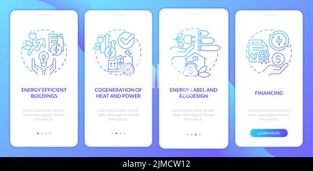 Energy efficiency and conservation blue gradient onboarding mobile app screen Stock Vector