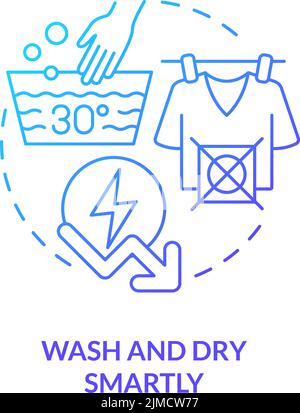 Wash and dry smartly blue gradient concept icon Stock Vector
