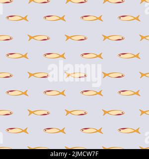 Small yellow fish pattern on pale lilac background. Stock Vector