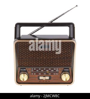 Radio retro portable receiver vintage object isolated white background Stock Photo