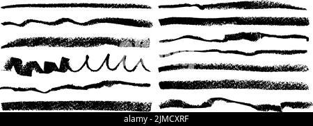 Black charcoal lines isolated on white background. Stock Vector