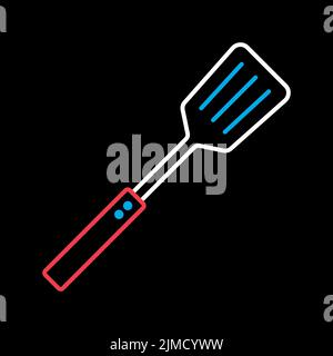 Kitchen spatula vector isolated on the black icon. Kitchen appliance. Graph symbol for cooking web site design, logo, app, UI Stock Vector