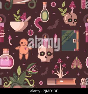 Dark Magic and Witchcraft Ritual Staff Pattern Stock Vector