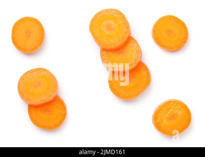 Carrot Slices Isolated On White Background Stock Photo