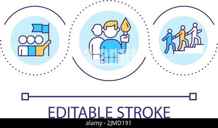 Effective leader in workplace loop concept icon Stock Vector