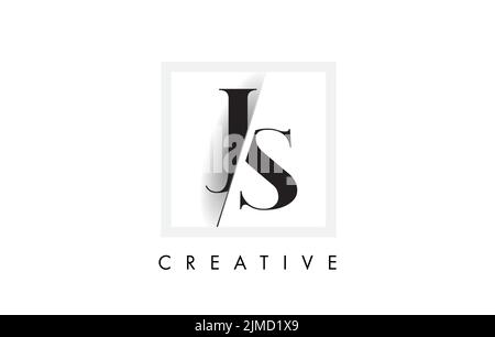 JS Letter Logo Design with Creative Intersected and Cutted Serif Font. Stock Vector