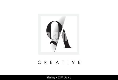 QA Letter Logo Design with Creative Intersected and Cutted Serif Font. Stock Vector