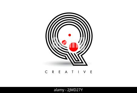 Lines Q Letter Logo Letter made of Lines. Monogram Style Letter Icon Vector Illustration Stock Vector