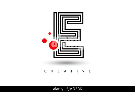 Lines E Letter Logo Letter made of Lines. Monogram Style Letter Icon Vector Illustration Stock Vector