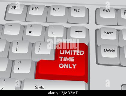 Computer Keyboard Only Image Computer Keyboard with Limited Time Only text. Close-up of an ...