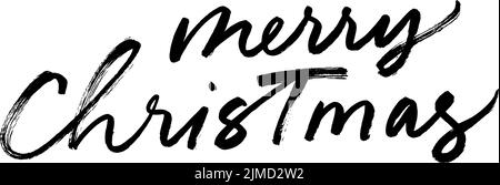 Hand drawn Merry Christmas vector brush lettering. Stock Vector