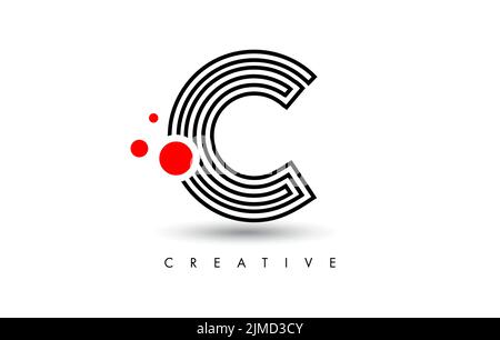 Lines C Letter Logo Letter made of Lines. Monogram Style Letter Icon Vector Illustration Stock Vector