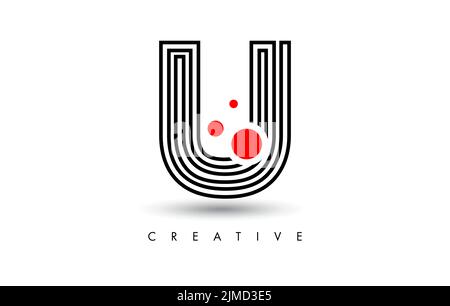 Lines U Letter Logo Letter made of Lines. Monogram Style Letter Icon Vector Illustration Stock Vector