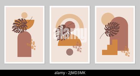 Boho style. Postcards, banners on social networks. The background of the brochure cover design. Modern abstract painting. Vector Pattern. Stock Vector