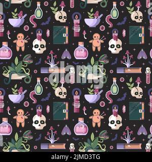 Dark Magic and Witchcraft Ritual Staff Pattern Stock Vector