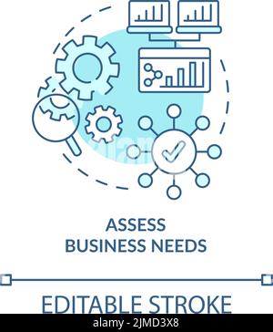 Assess business needs turquoise concept icon Stock Vector
