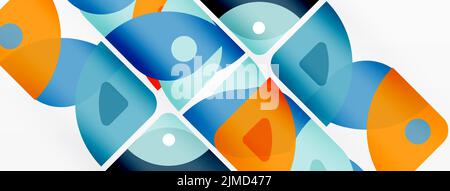 Lines, squares, circles and triangles. Geometric abstract background for wallpaper, banner, background, presentation or landing page Stock Vector