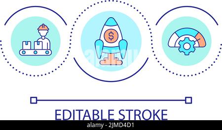 Increase profit from manufacture loop concept icon Stock Vector
