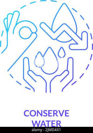 Conserve water blue gradient concept icon Stock Vector