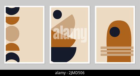 Abstract modern aesthetic design of the mid-century with geometric forms of balance. Modern minimalist art print. Composition of simple figures. Stock Vector