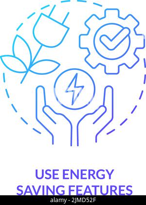 Use energy saving features blue gradient concept icon Stock Vector