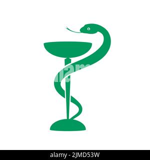 Pharmacy icon isolated on white background. Bowl of Hygeia symbol. Vector illustration Stock Vector