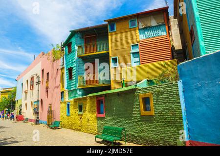 Bright colors of Caminito, the colorful street museum in La Boca neighborhood of Buenos Aires, Argen Stock Photo
