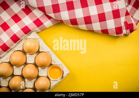 Beautiful fresh brown chicken eggs. Stock Photo