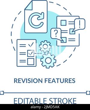 Revision features turquoise concept icon Stock Vector
