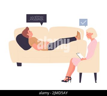 Therapist session for mental disorder. Psychiatric counsel programma vector illustration Stock Vector