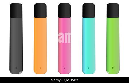 Set of realistic electronic cigarettes. Colorful vape pen mod. Vector ...