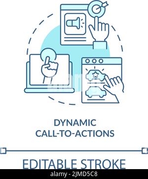 Dynamic call-to-actions turquoise concept icon Stock Vector