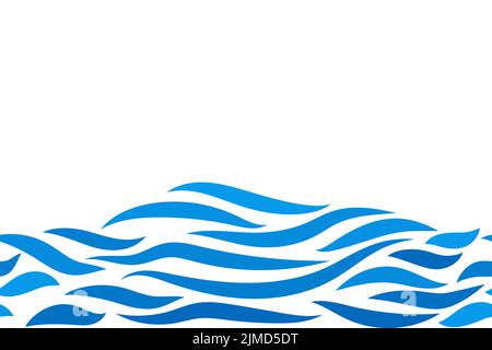 Blue water waves seamless pattern. Vector illustration Stock Vector