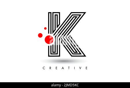 Lines K Letter Logo Letter made of Lines. Monogram Style Letter Icon Vector Illustration Stock Vector