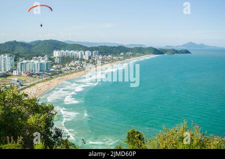 Aerial photo of the beach of CamboriÃº, Santa Catarina, Brazil. Stock Photo