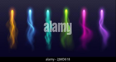 Magic light trails with colorful haze, realistic vfx arrow effect Stock Vector