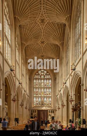 The Nave in the Abbey, Bath, Somerset, England Stock Photo