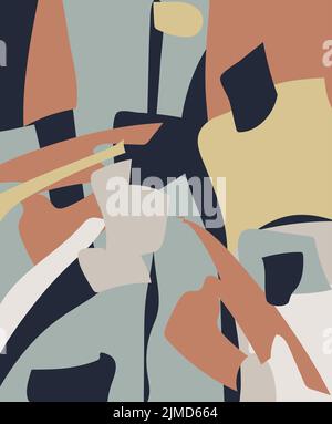 Wall art. Minimalistic abstract art background. Abstract design. Various forms. Modern art isolated vector graphics. Boho style. Stock Vector