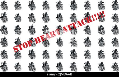 Vector illustration on an isolated background. Text. Stop a heart attack. Stock Vector