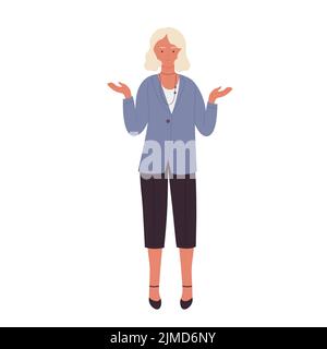 Confused teacher woman. Disappointed female professor vector illustration Stock Vector