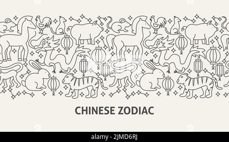 Chinese Zodiac Banner Concept Stock Vector